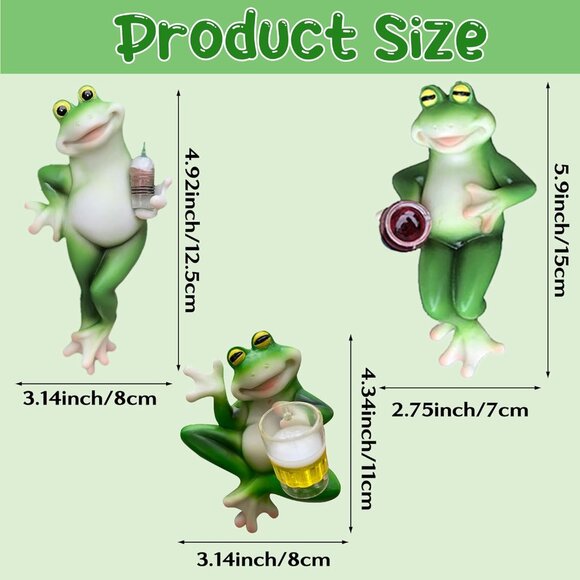 3Pcs Resin Animal Realistic Frog Figurine Miniature Statue for Women Garden - Picture 2 of 6